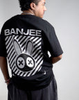 Banjee T-shirt Mad Rabbit Style Hip Hop Street Swagger on back of Black Oversize Deep Drop Shoulder Tee Oversize Deep Drop Shoulder Tee - 190 GSM