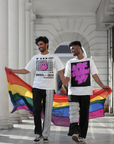 Camiseta de orgullo pansexual estilo streetwear en la parte delantera de una camiseta blanca de gran tamaño con hombros caídos - 190 GSM