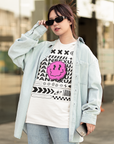 Camiseta de orgullo pansexual estilo streetwear en la parte delantera de una camiseta blanca de gran tamaño con hombros caídos - 190 GSM