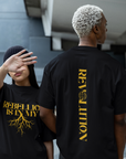 Rebellion is in my Roots Pride T-Shirt Protest Streetwear Black Oversize Deep Drop Shoulder Tee Oversize Deep Drop Shoulder Tee - 190 GSM