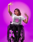 Proud to be Disabled Graphic Tee Streetwear Style Disability Pride T-Shirt front of White Oversize Deep Drop Shoulder Tee - 190 GSM
