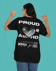 Proud to be AuDHD Graphic Tee Chrome Heart ADHD and Autism Pride Oversize Deep Drop Shoulder Tee Oversize Deep Drop Shoulder Tee - 190 GSM