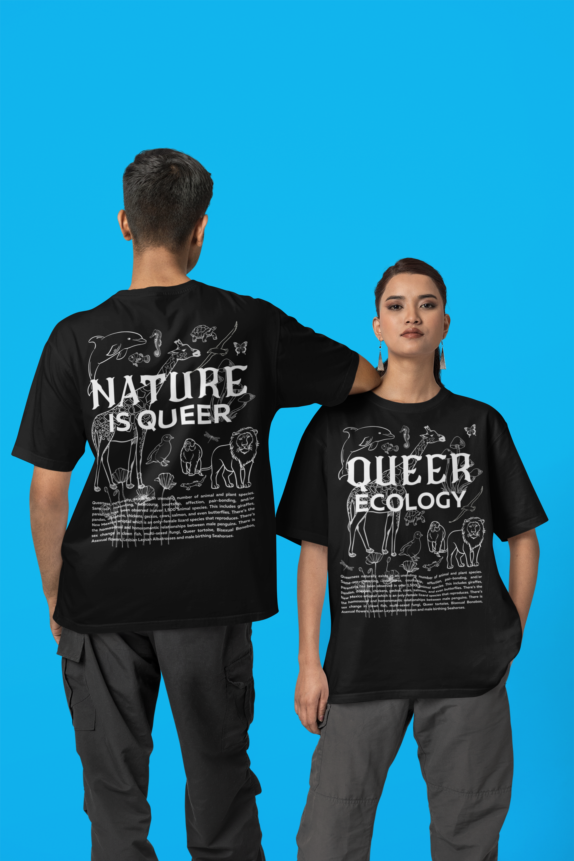 Queer Ecology Front Graphic Tee Queer Pride Shirt Oversize Deep Drop Shoulder Tee Oversize Deep Drop Shoulder Tee - 190 GSM