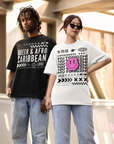 Camiseta estampada de estilo chino con orgullo interseccional de NuTongzhi en blanco, camiseta de hombros caídos de gran tamaño - 190 g/m²