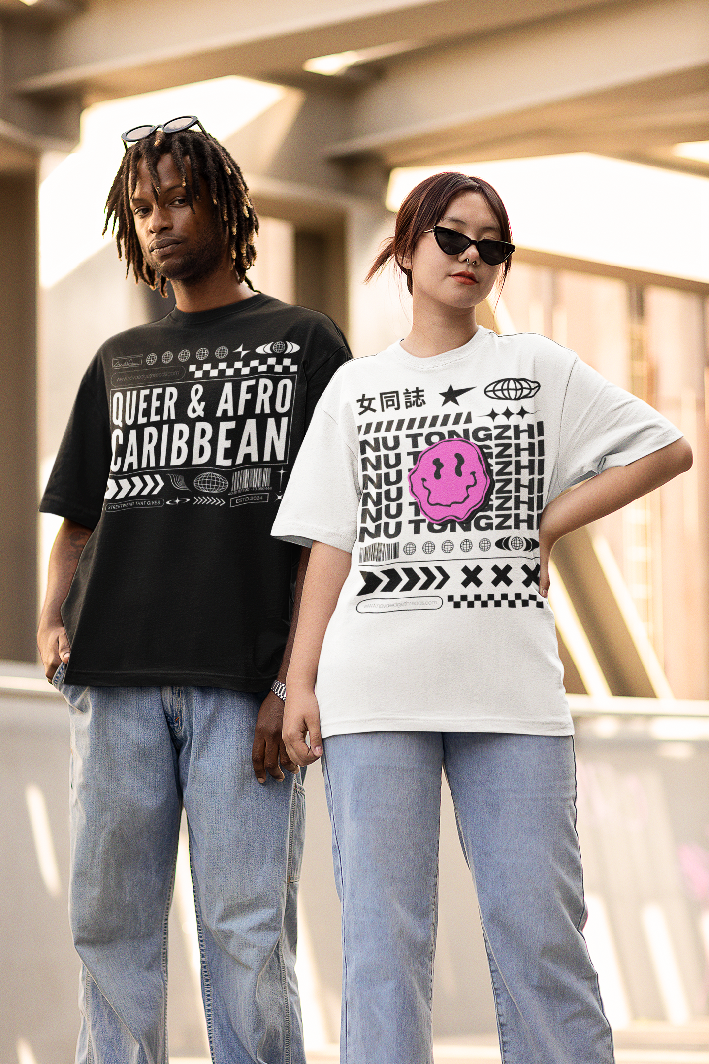 Queer & Afro Caribbean Graphic Tee Queer Pride Oversize Deep Drop Shoulder Tee Oversize Deep Drop Shoulder Tee - 190 GSM