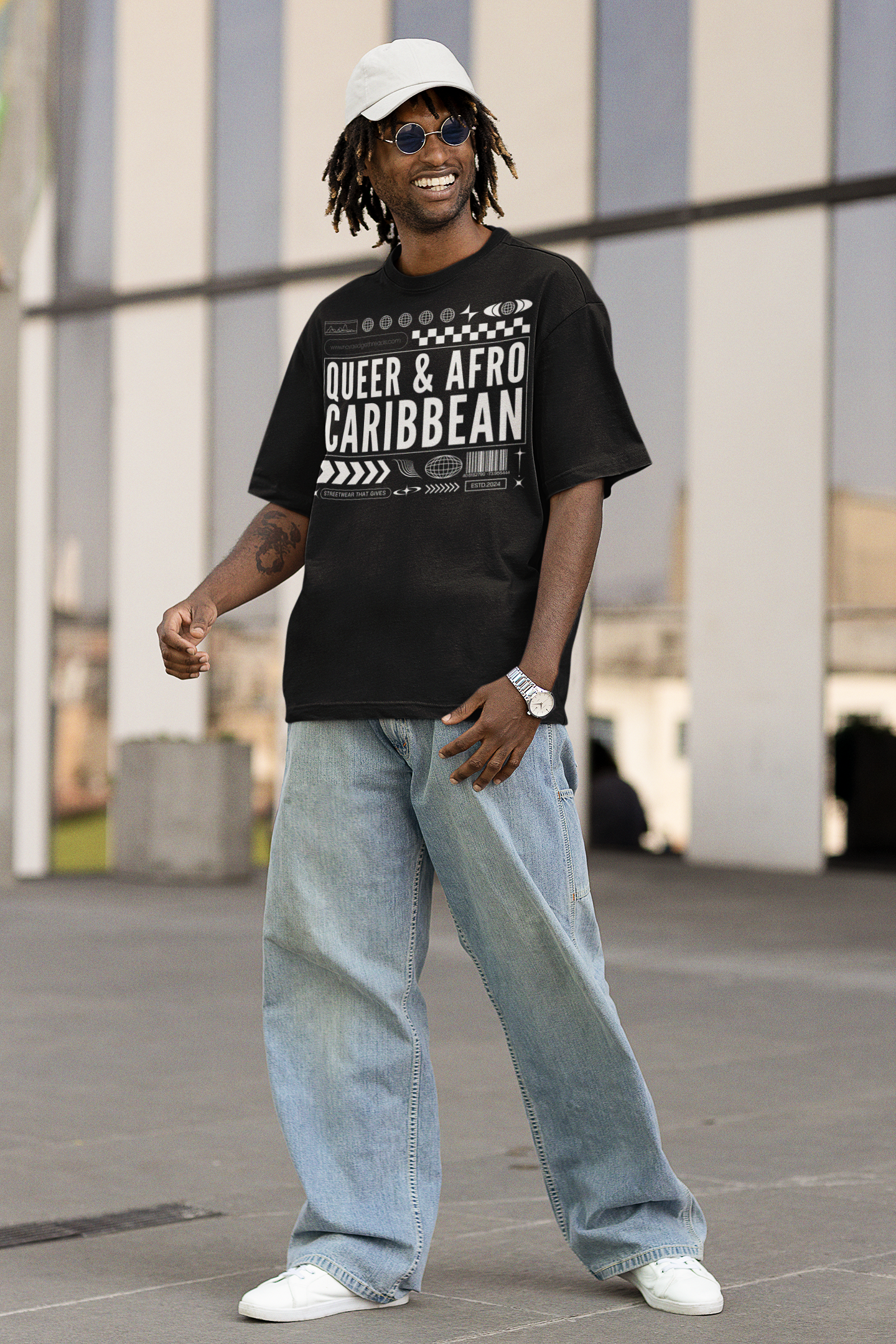 Queer & Afro Caribbean Graphic Tee Queer Pride Oversize Deep Drop Shoulder Tee Oversize Deep Drop Shoulder Tee - 190 GSM