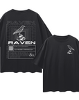 Raven Streetwear T-Shirt Black Crow Adjacent Outsider Oversize Tee Oversize Deep Drop Shoulder Tee - 190 GSM