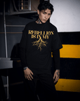 Rebellion is in my Roots Pride T-Shirt Protest Streetwear Black Oversize Deep Drop Shoulder Tee Oversize Deep Drop Shoulder Tee - 190 GSM