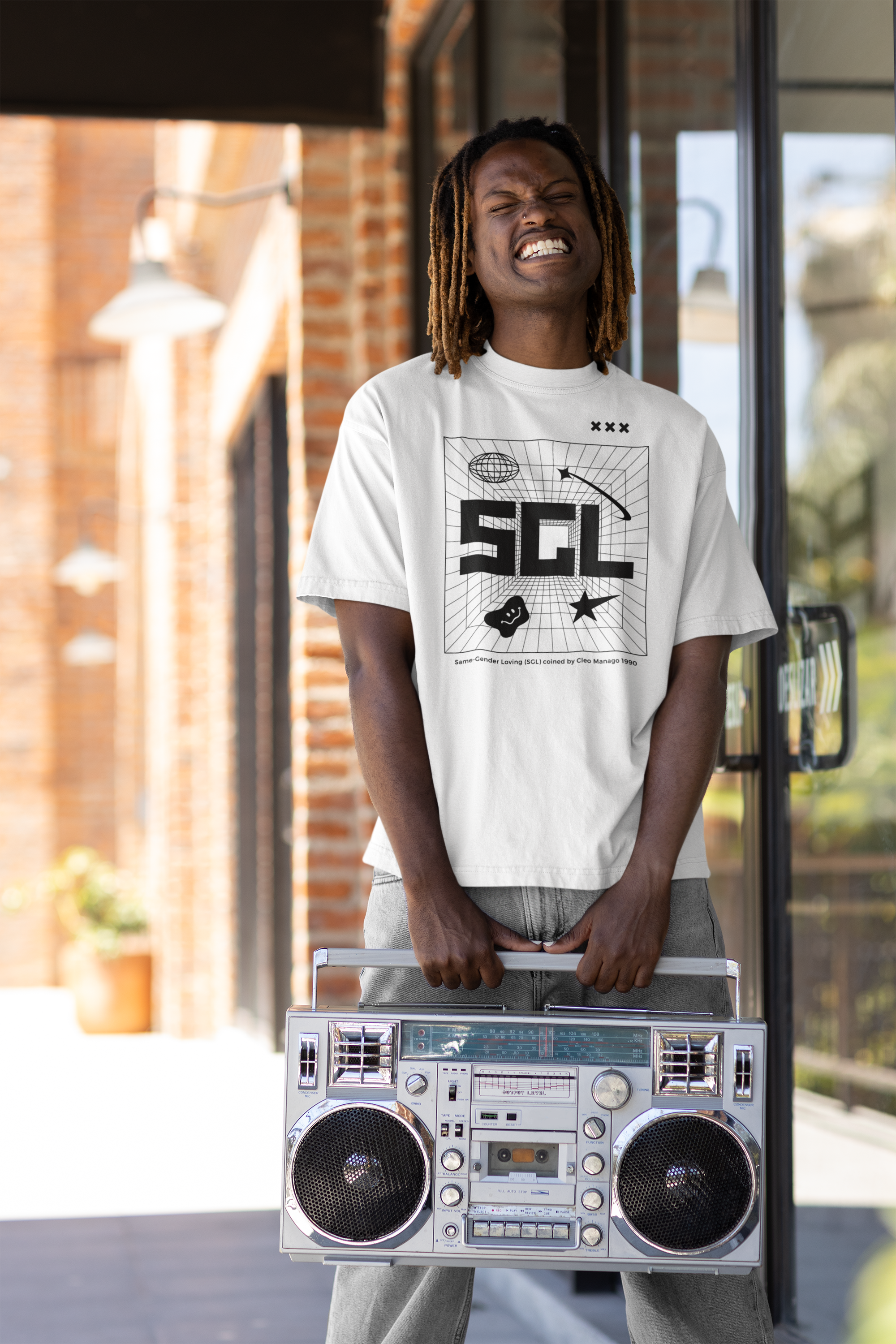 SGL Pride T-Shirt Same Gender Loving Black Pride White Oversize Deep Drop Shoulder Tee Oversize Deep Drop Shoulder Tee - 190 GSM