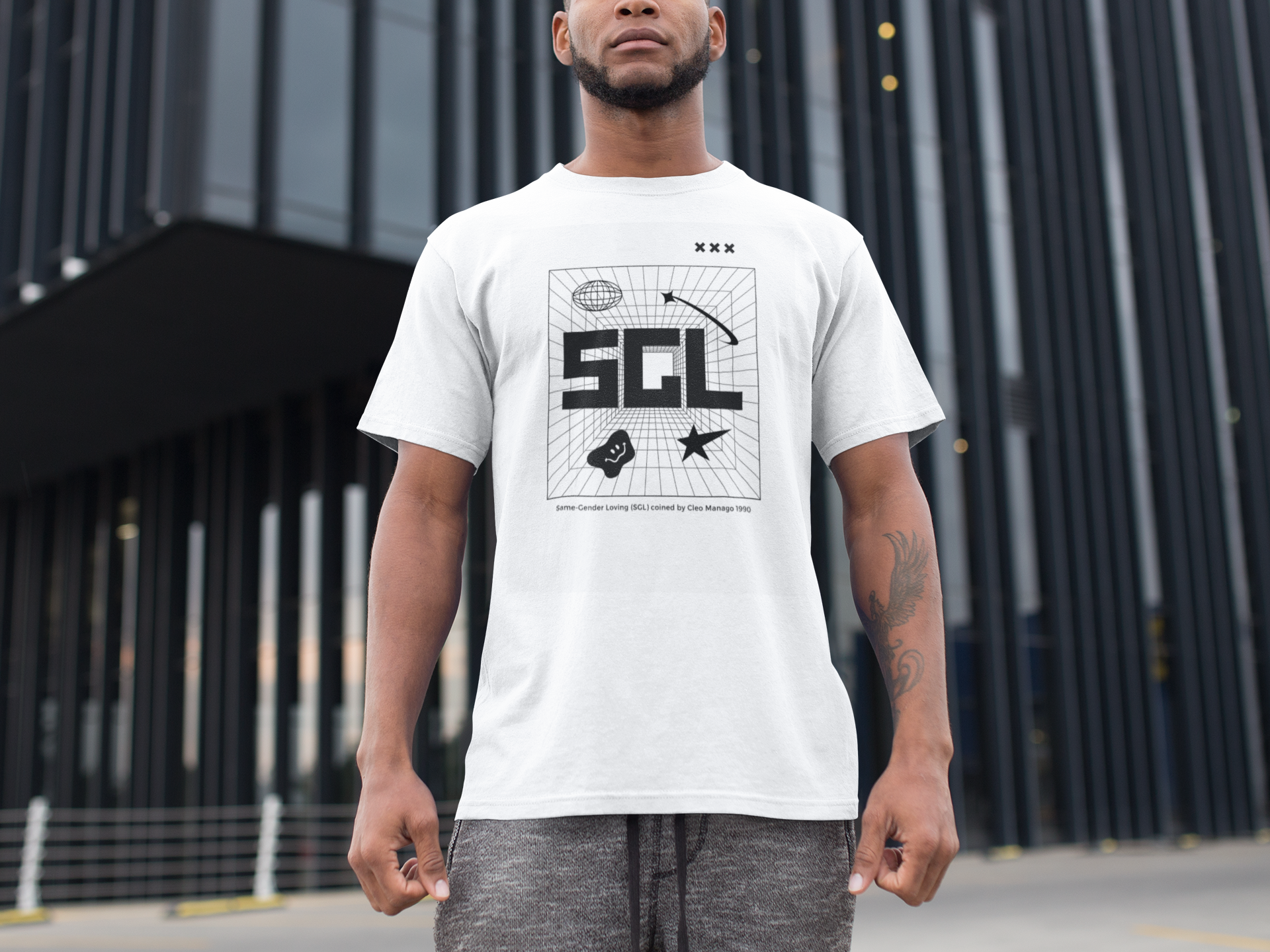 SGL Pride T-Shirt Same Gender Loving Black Pride White Oversize Deep Drop Shoulder Tee Oversize Deep Drop Shoulder Tee - 190 GSM