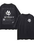 Stray Cat Streetwear T-Shirt Wild Cat Outsider Black Oversize Tee Oversize Deep Drop Shoulder Tee - 190 GSM