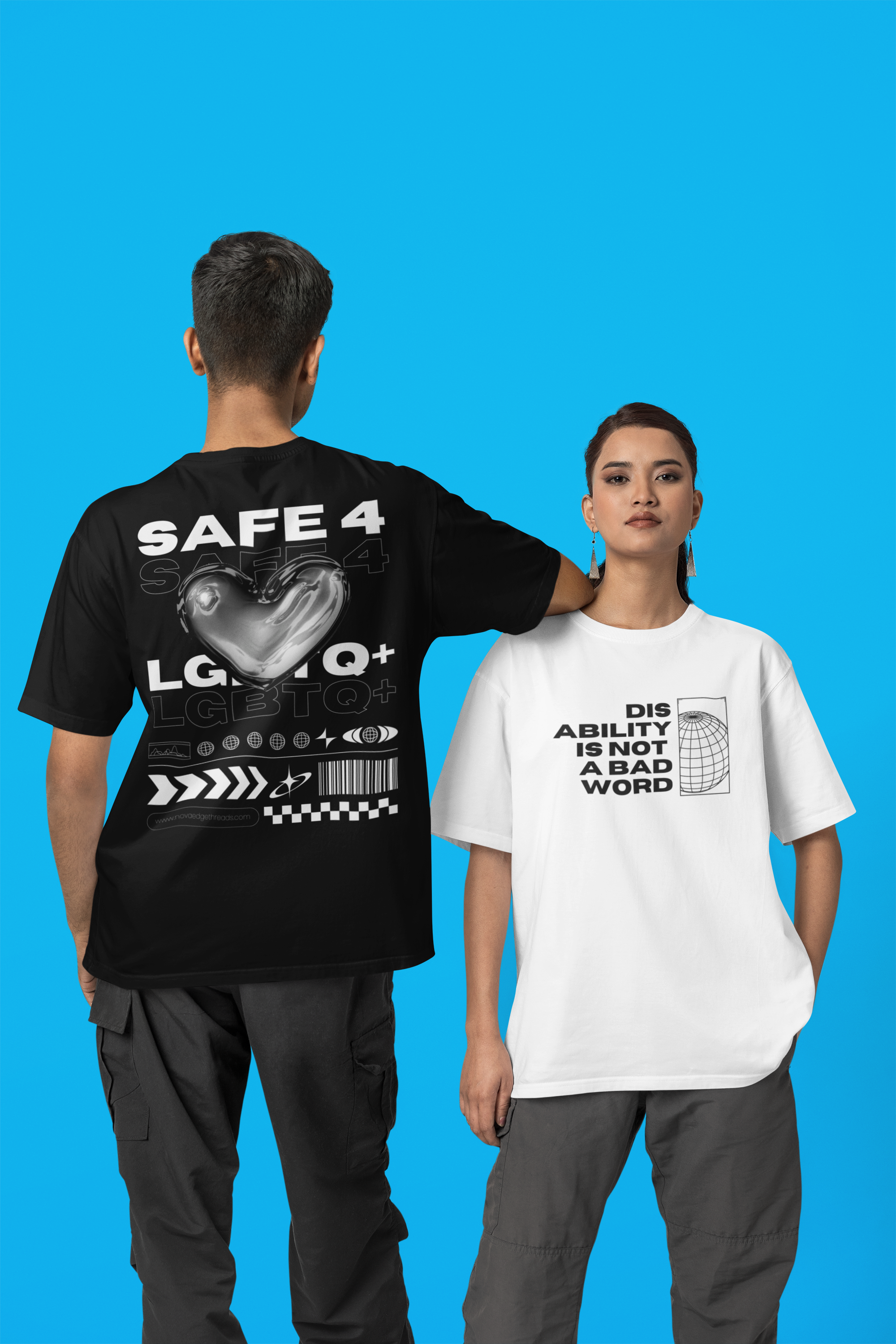Safe for LGBTQ+ People Pride T-Shirt on Black Oversize Deep Drop Shoulder Tee Oversize Deep Drop Shoulder Tee - 190 GSM