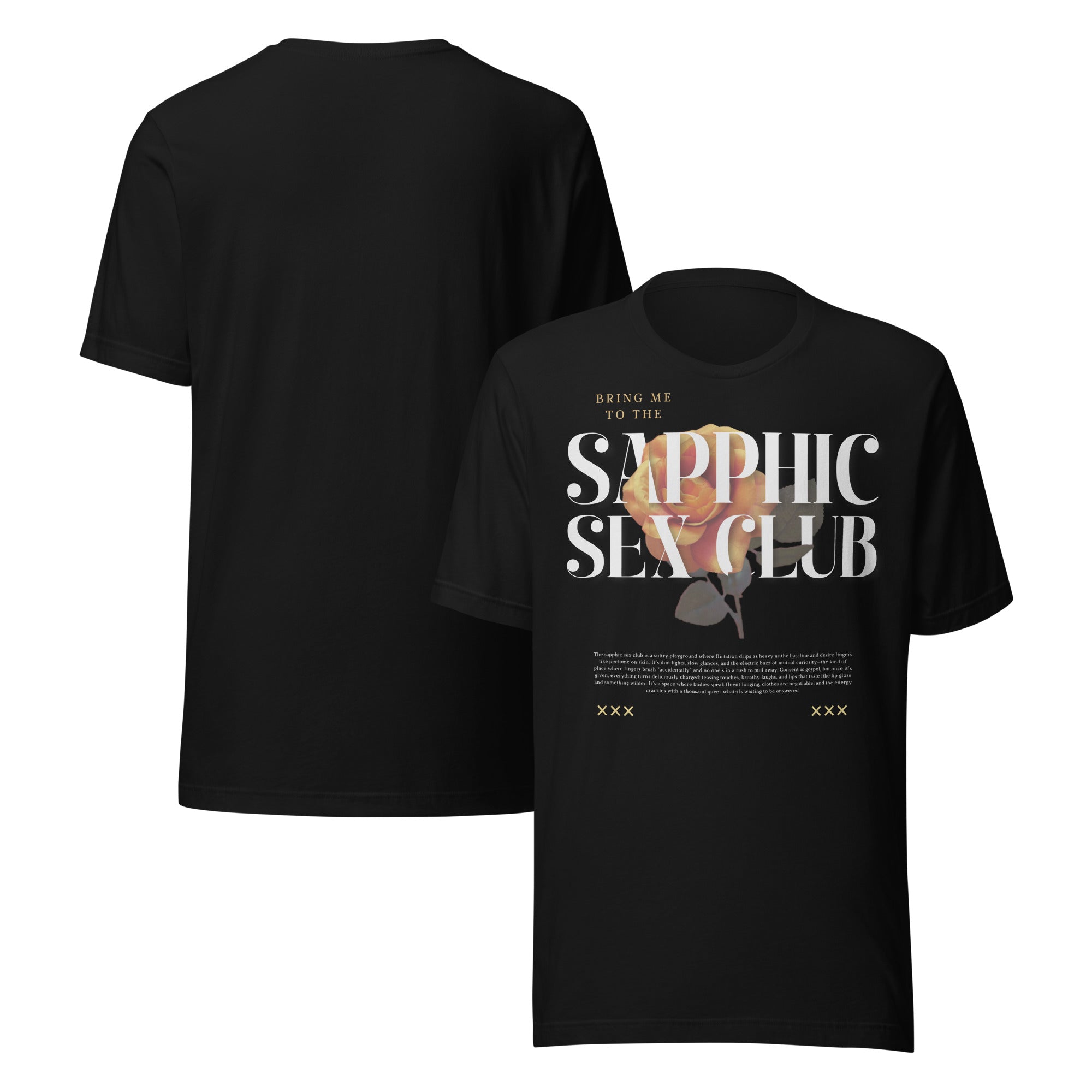 Sapphic Sex Club Graphic Tee Lesbian Pride T-Shirt Black Relaxed Fit T-Shirt Relaxed Fit T-Shirt
