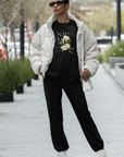 Sapphic Pride T-Shirt WLW Graphic Tee Black Oversize Deep Drop Shoulder Tee Oversize Deep Drop Shoulder Tee - 190 GSM