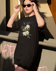 Sapphic Pride T-Shirt WLW Graphic Tee Black Oversize Deep Drop Shoulder Tee Oversize Deep Drop Shoulder Tee - 190 GSM