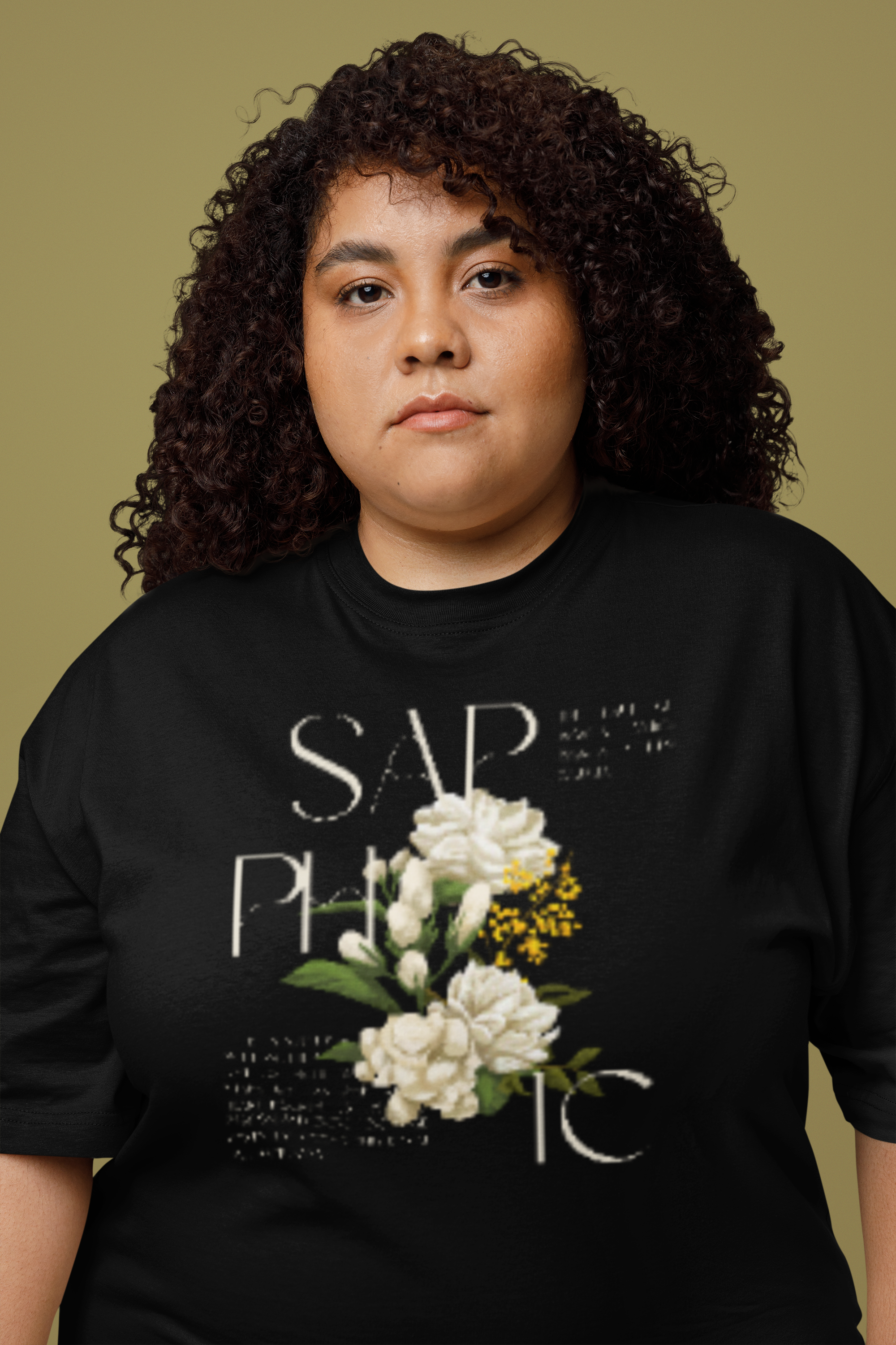 Sapphic Pride T-Shirt WLW Graphic Tee Black Oversize Deep Drop Shoulder Tee Oversize Deep Drop Shoulder Tee - 190 GSM
