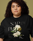 Sapphic Pride T-Shirt WLW Graphic Tee Black Oversize Deep Drop Shoulder Tee Oversize Deep Drop Shoulder Tee - 190 GSM