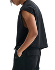 The Bear Brotherhood Graphic Gay Pride Vintage Style on Front of Black French Terry Boxy Tank Top