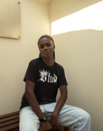 Stud Pride Shirt Spray Paint Crown Black Lesbian Pride on front of Black Oversize Deep Drop Shoulder Tee Oversize Deep Drop Shoulder Tee - 190 GSM