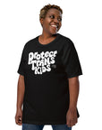 Protect Trans Kids T-Shirt with Groovy Type Font on front of Black Relaxed Fit T-Shirt