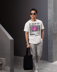 Camiseta con gráfico del orgullo gay chino Tongzhi en blanco, de gran tamaño y hombros caídos (190 g/m²)