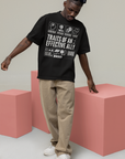 Traits of an Effective Ally Graphic Tee on front of Black Oversize Deep Drop Shoulder Tee - 190 GSM