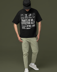 Traits of an Effective Ally Graphic Tee on front of Black Oversize Deep Drop Shoulder Tee - 190 GSM