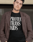 Protect Trans Kids Protest Tee Cream Text on Black Oversize Deep Drop Shoulder Tee Oversize Deep Drop Shoulder Tee - 190 GSM