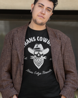 Trans Cowboy Vintage Graphic Tee Transmasc Pride on front of Black Acid Wash Oversize T-Shirt - 250 GSM Acid Wash Oversize T-Shirt