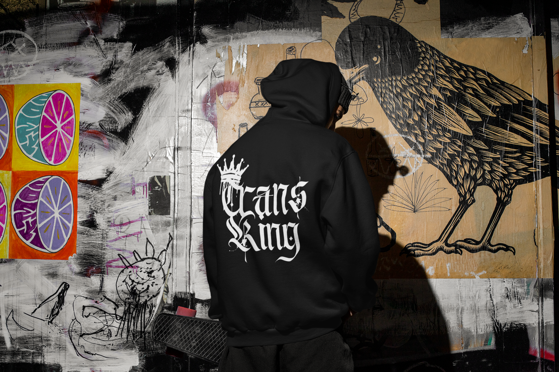 Trans King with a Crown Spray Paint Graffiti Style Hoodie Trans Pride Eco Raglan Hoodie Eco Raglan Hoodie