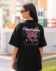 Transfemme Pride Shirt Pink Butterfly on Black Oversize Deep Drop Shoulder Tee Oversize Deep Drop Shoulder Tee - 190 GSM