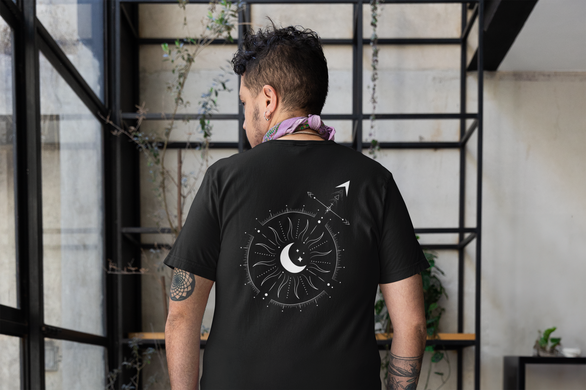 Trans Pride v3 Gender Symbol Celestial Design Black Gray Vintage Wash Frayed T-Shirt Vintage Wash Frayed T-Shirt