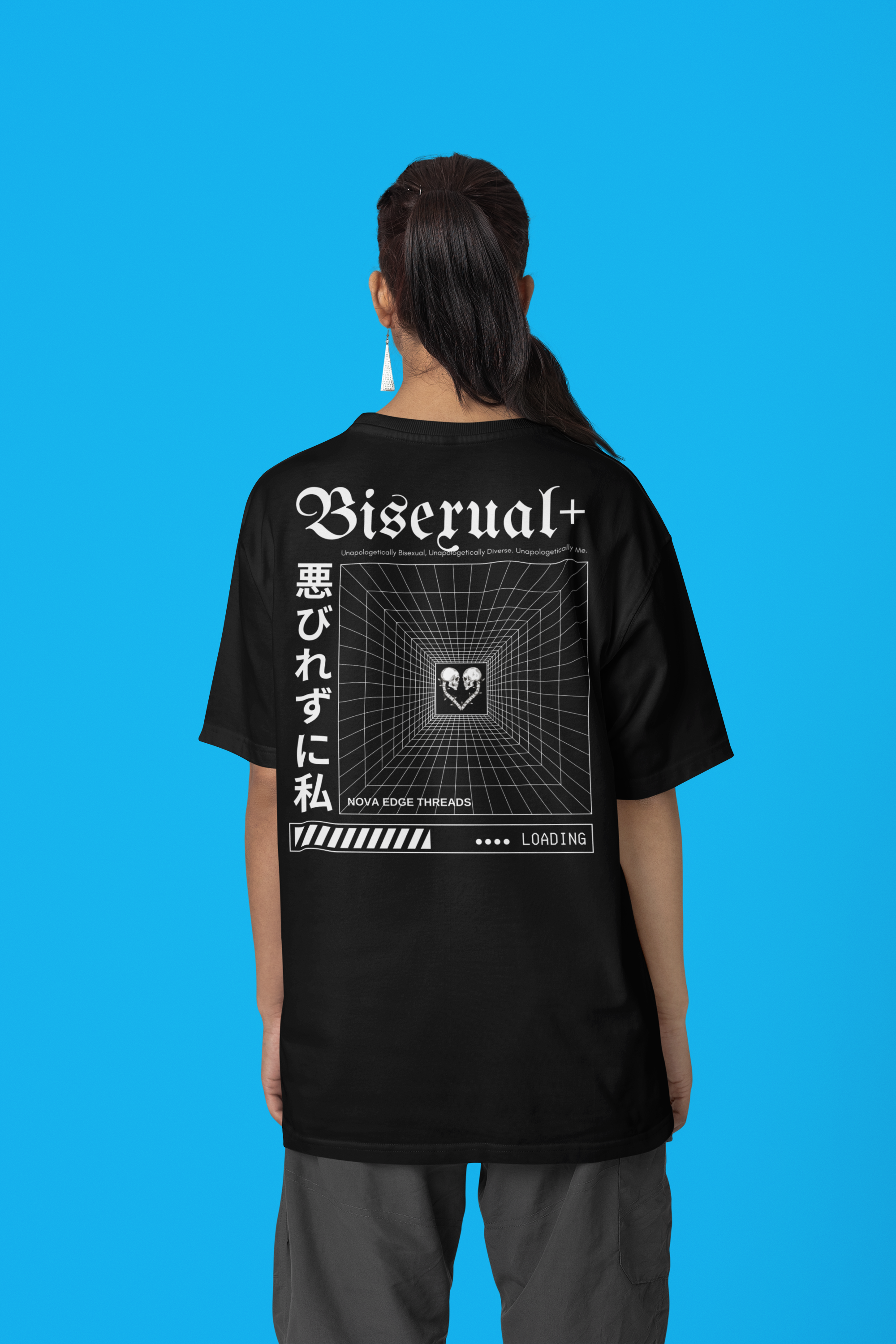 bisexual gear Unapologetically Bisexual Pride Black Oversize Tee Nova Edge Threads