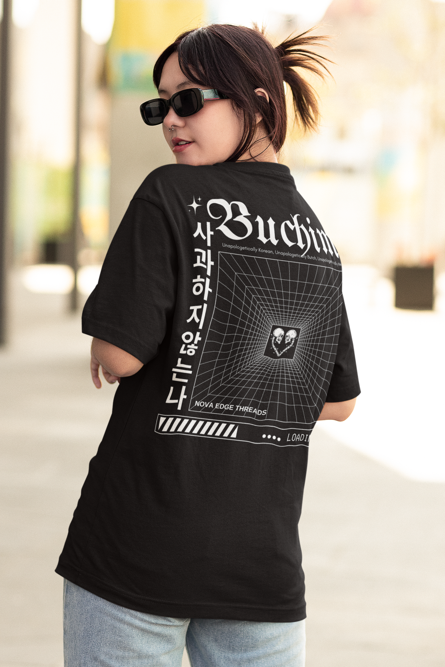 Buchim Pride Unapologetically Butch & Korean Shirt Black Oversize Deep Drop Shoulder Tee Oversize Deep Drop Shoulder Tee - 190 GSM