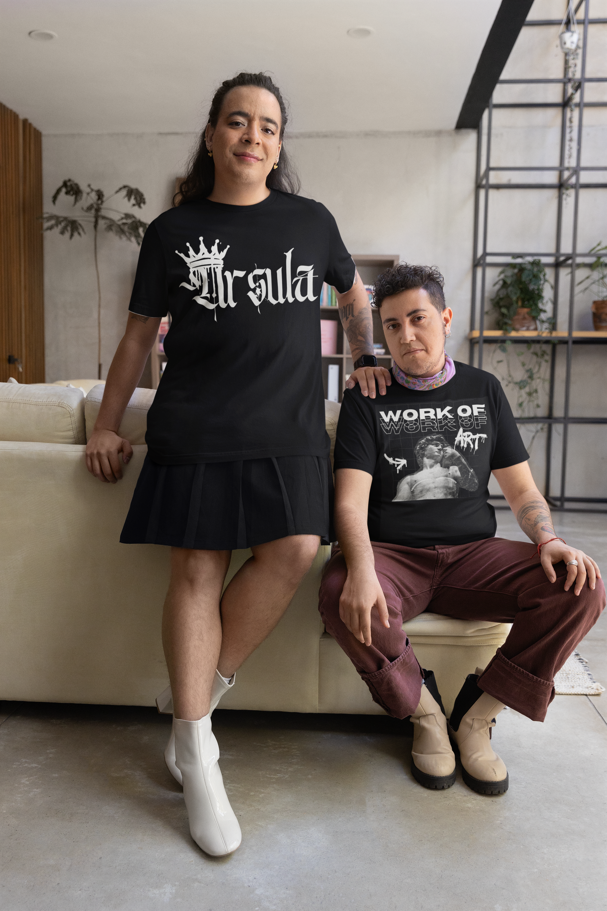 Work of Art Statue with Top Surgery Scars Trans Pride Shirt Black Oversize Tee Oversize Deep Drop Shoulder Tee - 190 GSM