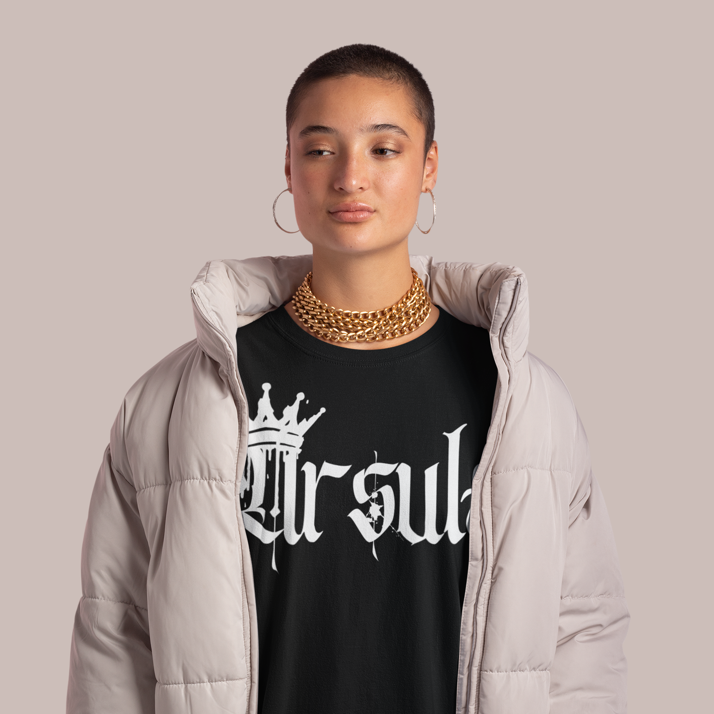 Ursula Spray Paint Crown Graphic Tee Lesbian Pride T-Shirt Black Oversize Deep Drop Shoulder Tee Oversize Deep Drop Shoulder Tee - 190 GSM