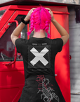 Camiseta con diseño gráfico japonés X-Gender en color negro, de gran tamaño y hombros caídos (190 g/m²)