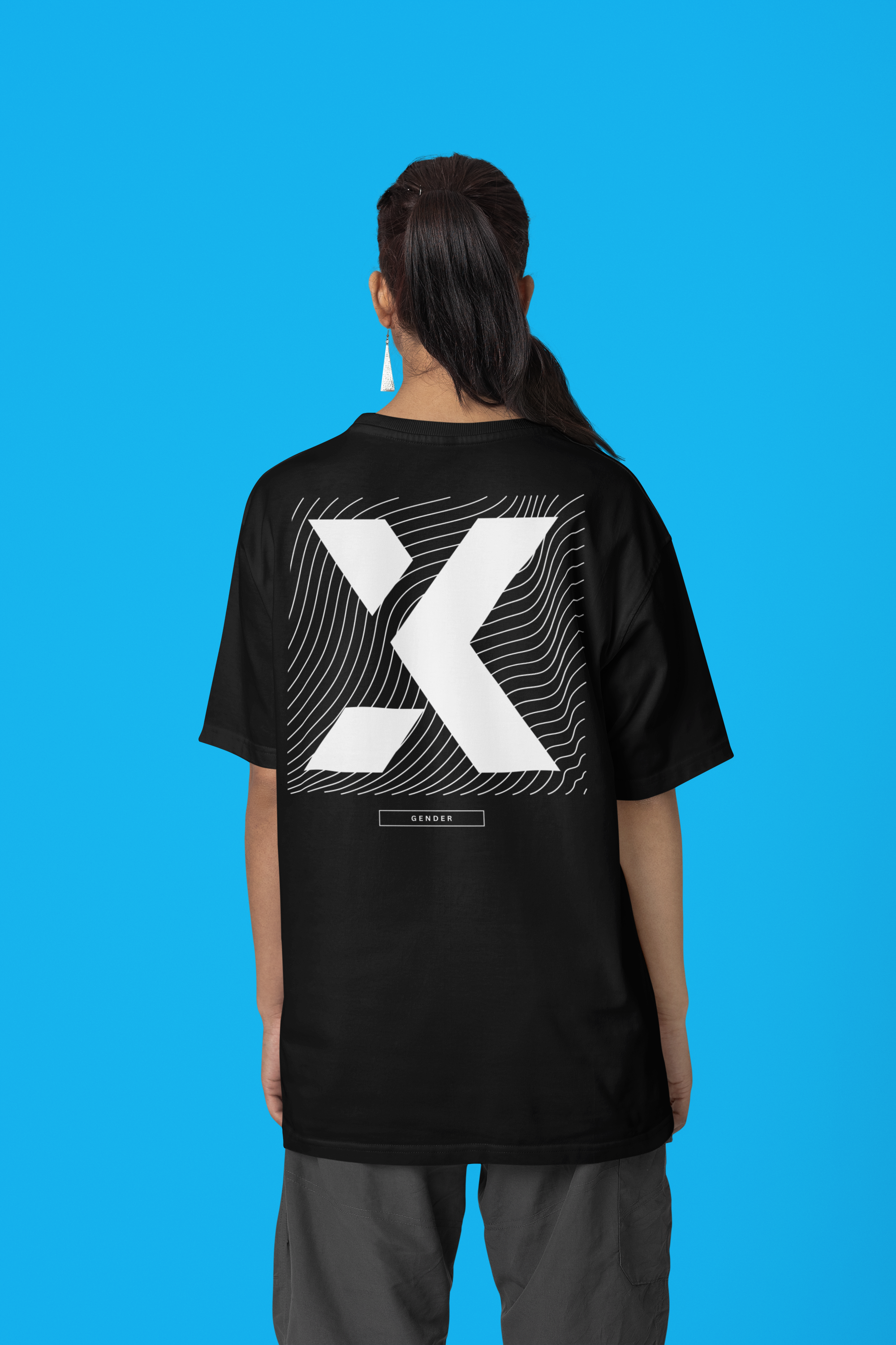 X Gender Graphic Tee Japanese Pride Black Oversize Deep Drop Shoulder Tee Oversize Deep Drop Shoulder Tee - 190 GSM