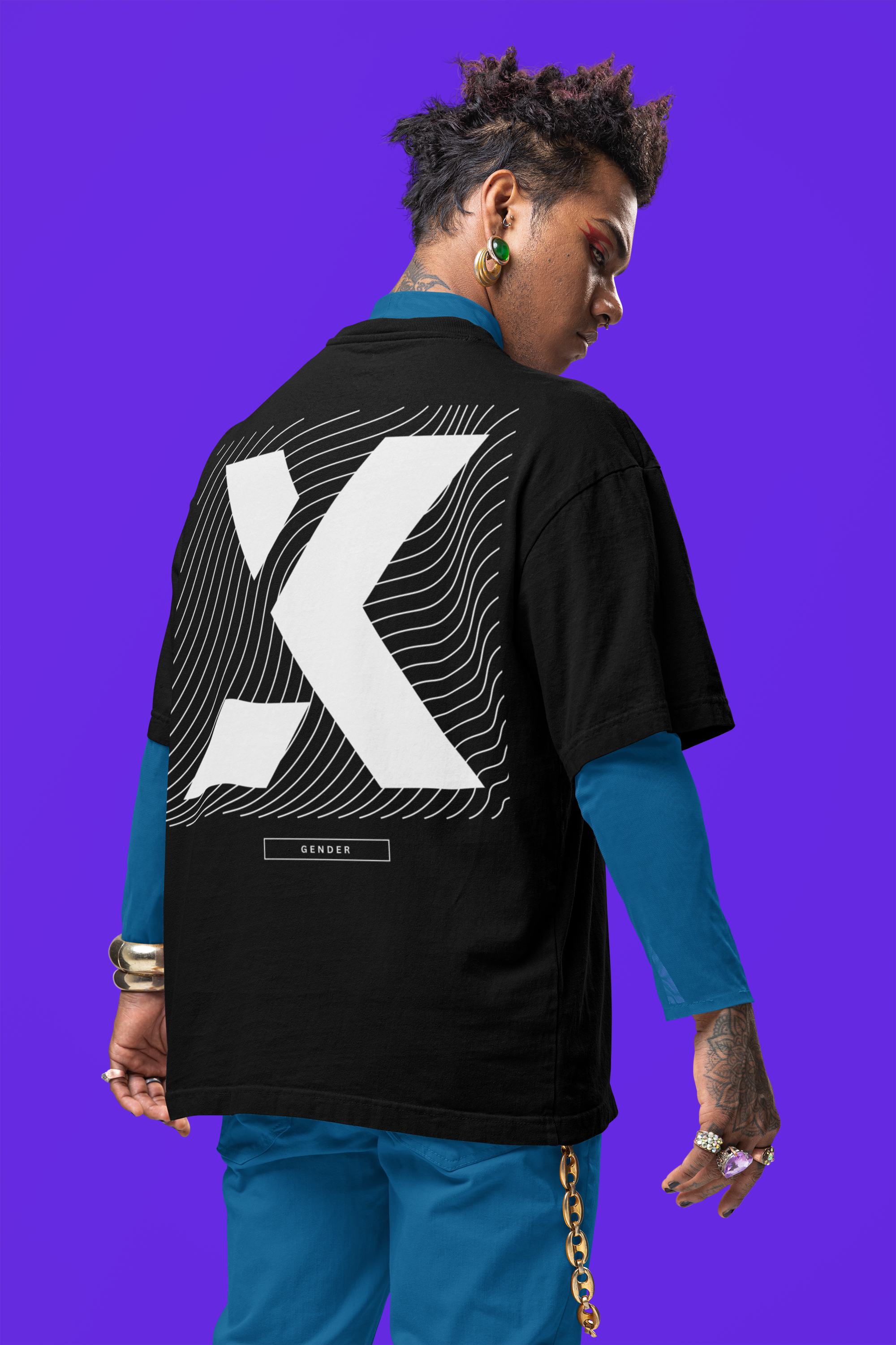 X Gender Pride Shirt Black Acid Wash Oversize T-Shirt Acid Wash Oversize T-Shirt