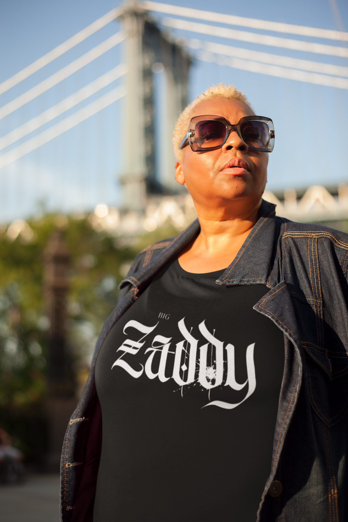 Big Zaddy Graphic Tee Streetwear Style on front of Black Oversize Deep Drop Shoulder Tee - 190 GSM Oversize Deep Drop Shoulder Tee - 190 GSM