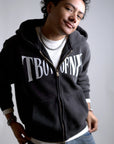 T Boy of NY Sweatshirt Boxing Aesthetic front of Zip-Through Boxy Fleece Hoodie Zip-Through Boxy Hoodie