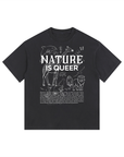 Nature is Queer Size Inclusive LGBTQ pride Vintage Washed Oversized Cotton T-Shirt Vintage Wash Oversize Tee