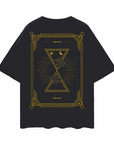 Nova Edge Threads Tarot Card Inspired Celestial Design on Black Oversize Deep Drop Shoulder Tee Oversize Deep Drop Shoulder Tee - 190 GSM