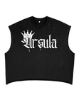 Ursula Tee Gothic Font Spray Paint with a Crown on Front of Black French Terry Boxy Tank Top French Terry Boxy Tank Top