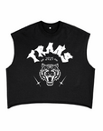 Trans Dude of NY Punk Design on front of Black French Terry Boxy Tank Top French Terry Boxy Tank Top