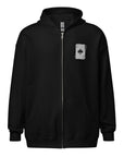 Asexual Pride Sweatshirt Ace of Spades Playing Card Embroidered on Black heavy blend zip hoodie Heavy Blend Zip Hoodie