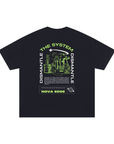 Dismantle the System Graphic Tee Neon Green on back of Black Size Inclusive Oversize Tee Size Inclusive Oversize Tee