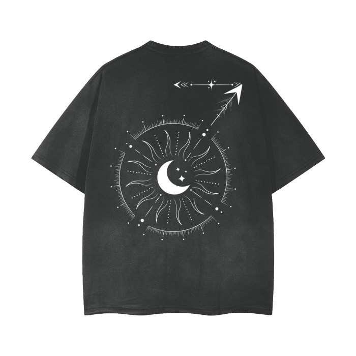 Demiboy Gender Symbol Design on Black Gray Vintage Wash Frayed T-Shirt Vintage Wash Frayed T-Shirt