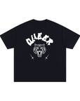 Queer Pride Tiger Tattoo Inspired Design on Black Size Inclusive Oversize Tee Size Inclusive Oversize Tee