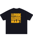 Mad Pride Word Block Art Orange and Black Disability Pride Oversize Tee